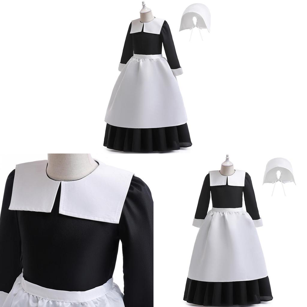 Wednesday Cosplay Girl Dress Set With Satin Fabric For Middle School Girls