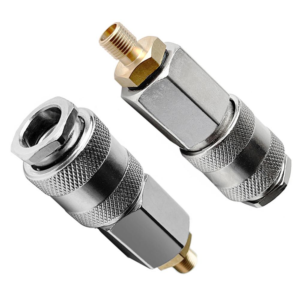 2 Stück 3-in-1 Schnellkupplung Luftkompressor Adapter Für Auto Reifenventil Anschluss Stahl Pneumatisches Werkzeug Zubehör