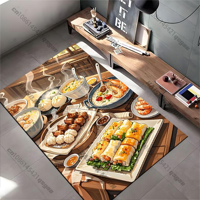 Delicious Variety of Asian Cuisine Carpet Yoga Living Room Room Decor Children's Crawling Mat Doormat Area Rug Games Mat