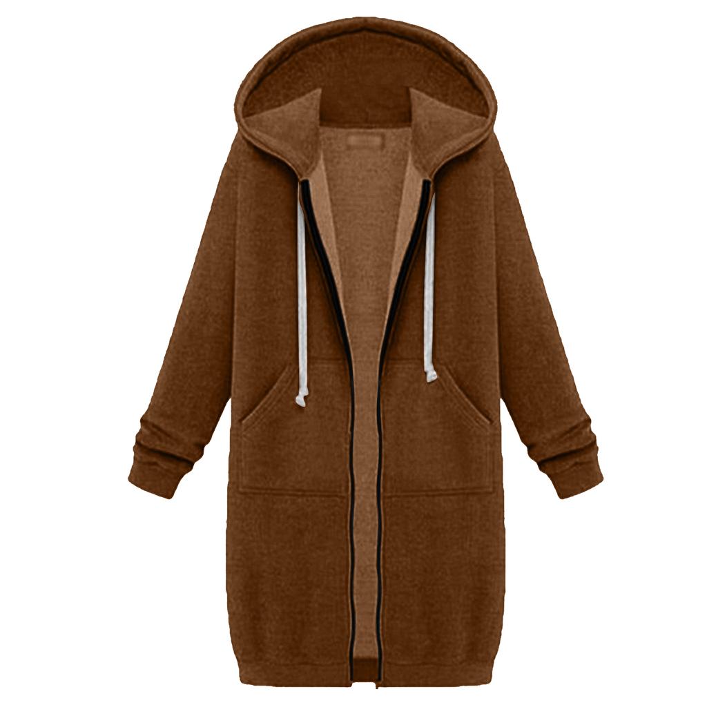 Damen Sweatshirt Verlängert Locker Langärmlig Kapuzenjacke Mit Taschen