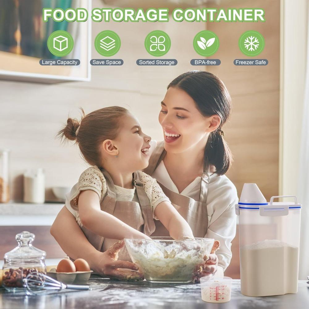 Rice Dispenser Rice Storage Container with Measuring Cup for Cereal Grain Sugar Oatmeal Flour Storage Kitchen Airtight Container