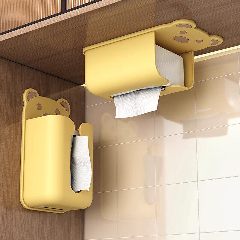 Wall-Mounted Cartoon Tissue and Towel Dispenser, No-Punch Installation for Bathroom or Kitchen