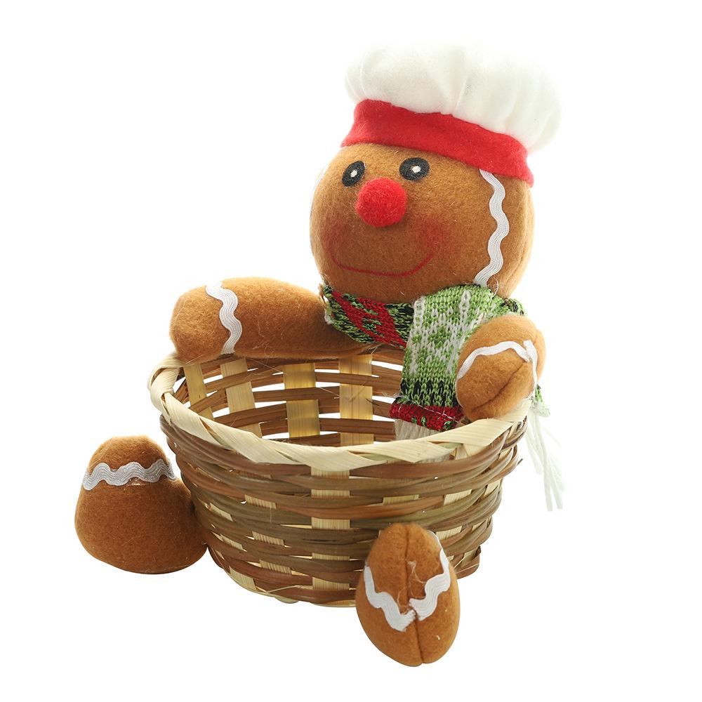 Christmas Decorative Wicker Basket Elf Snowman Santa Claus Food Candy Storage Basket Children's Gift Household Organizer