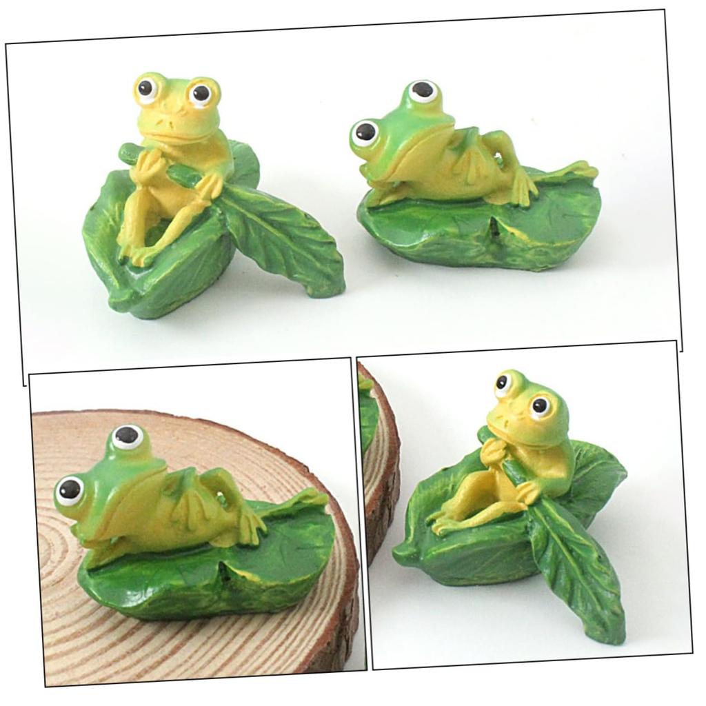 INOOMP Groda Figurer (2 st) Dekorativa grodfigurer Minigrodor Bordsdekor Trädgårdsdisplay Söta Natur