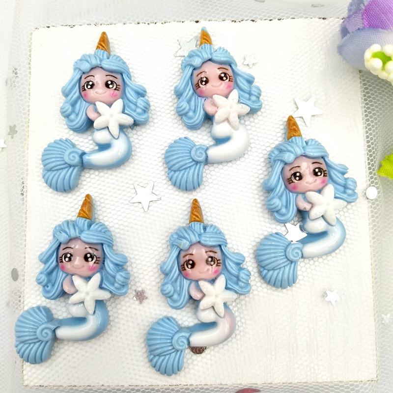 10pcs Mixed Cartoon Princess Mermaidl Flatback Resin Cabochons Embellishments Scrapbook Craft DIY Hair Accessories