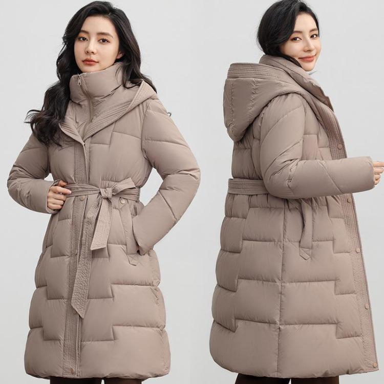 Lightweight Fluffy Hooded Jacket Warm Solid Color Casual Coat Medium Length Loose Sports Cotton Fabric High Quality
