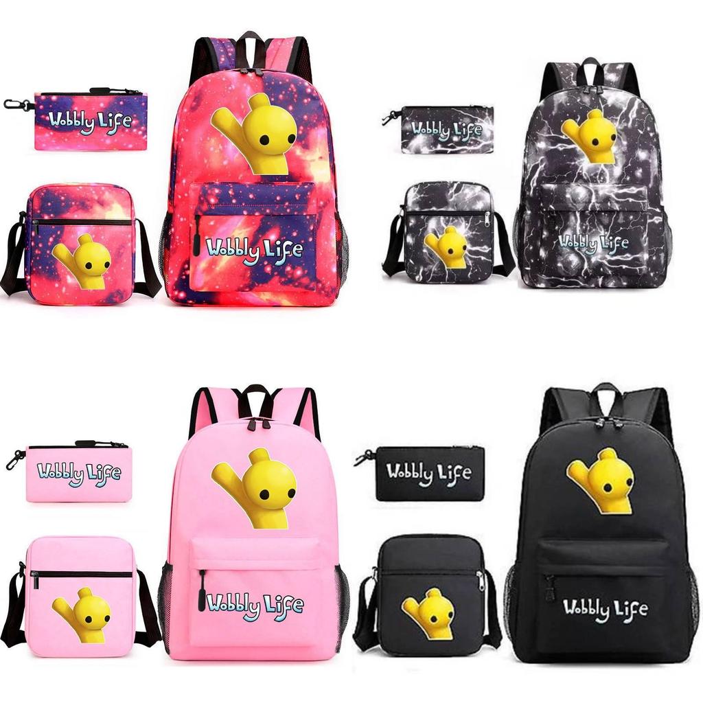 Wobbly Life Toddler School Bag Threepiece Pack With Durable Polyester For Educational Use