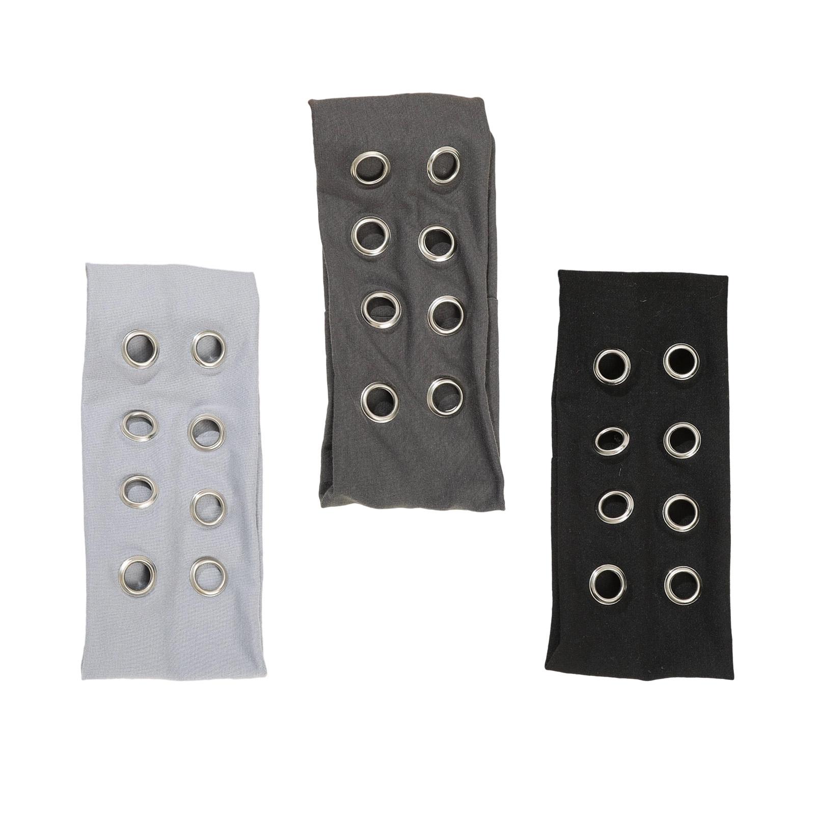 

3pcs/4pcs Stretchy Headbands for Active Lifestyle Ventilated Metal Grommet Design Punk Rock Hair Decorations