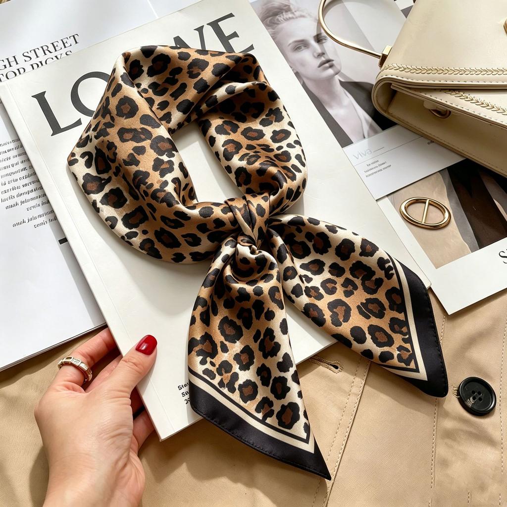 Simple temperament Spring and summer female imitation silk scarf versatile Korean version casual small square scarf neck protection decorative scarf