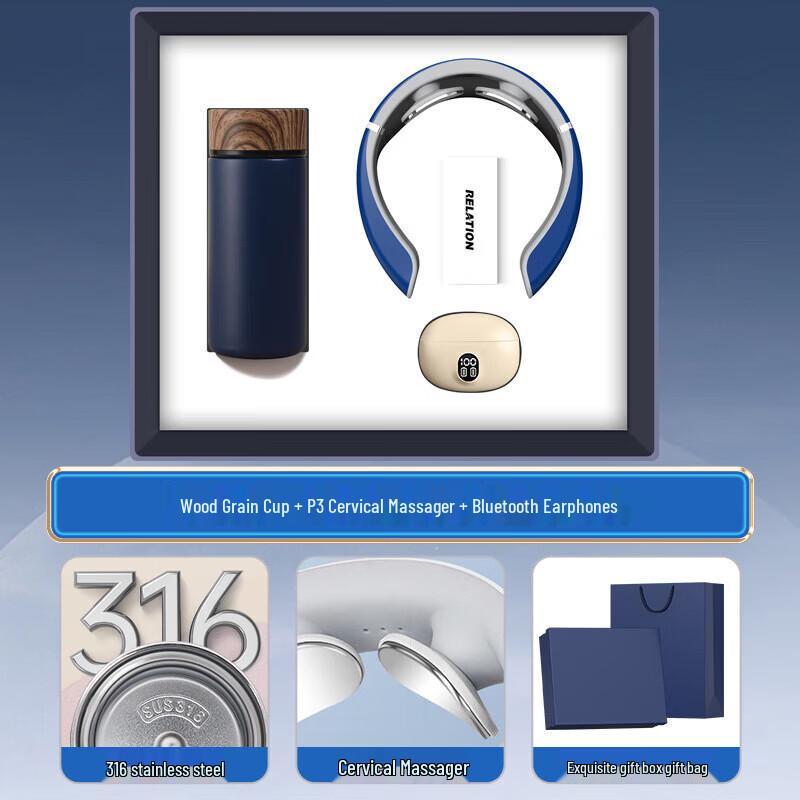 Executive Smart Gift Set: Thermos, Massager & Bluetooth Earbuds