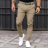 Herren Einfarbige Slim Fit Freizeithosen, 100% Baumwolle Reißverschlusstaschen, Ganzjahres Kordelzug Taille Verjüngte Jogginghosen für den grenzüberschreitenden Handel