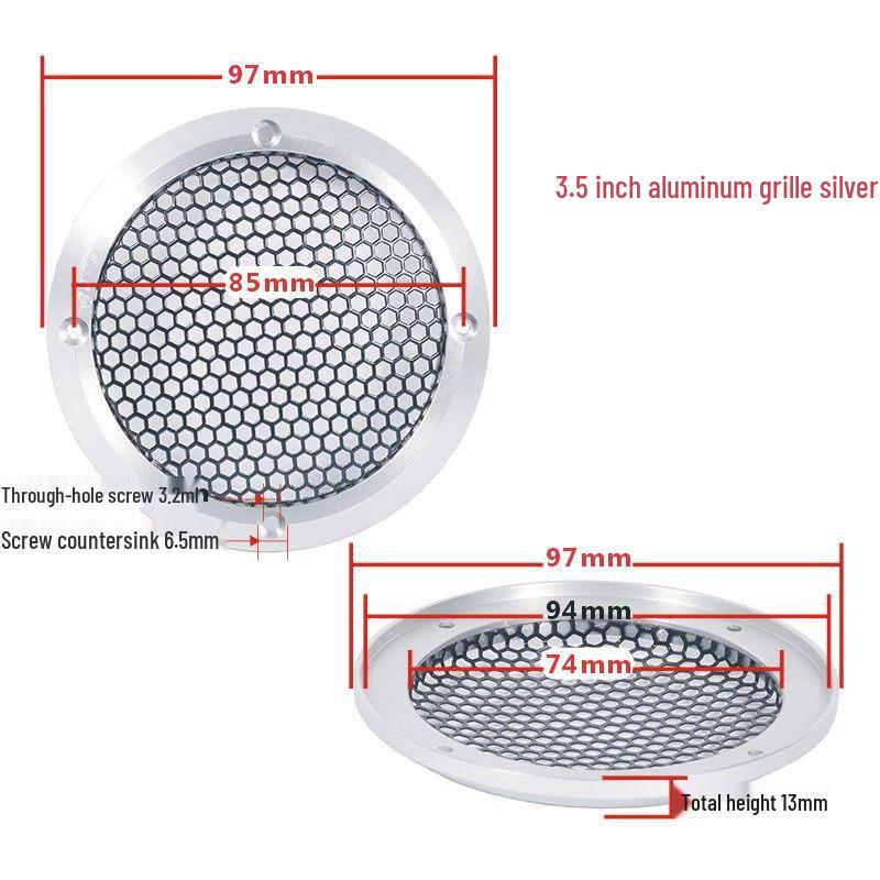 1.5-6.5 inch Car Speaker Aluminum Mesh Cover - A-pillar Protective Decorative Frame