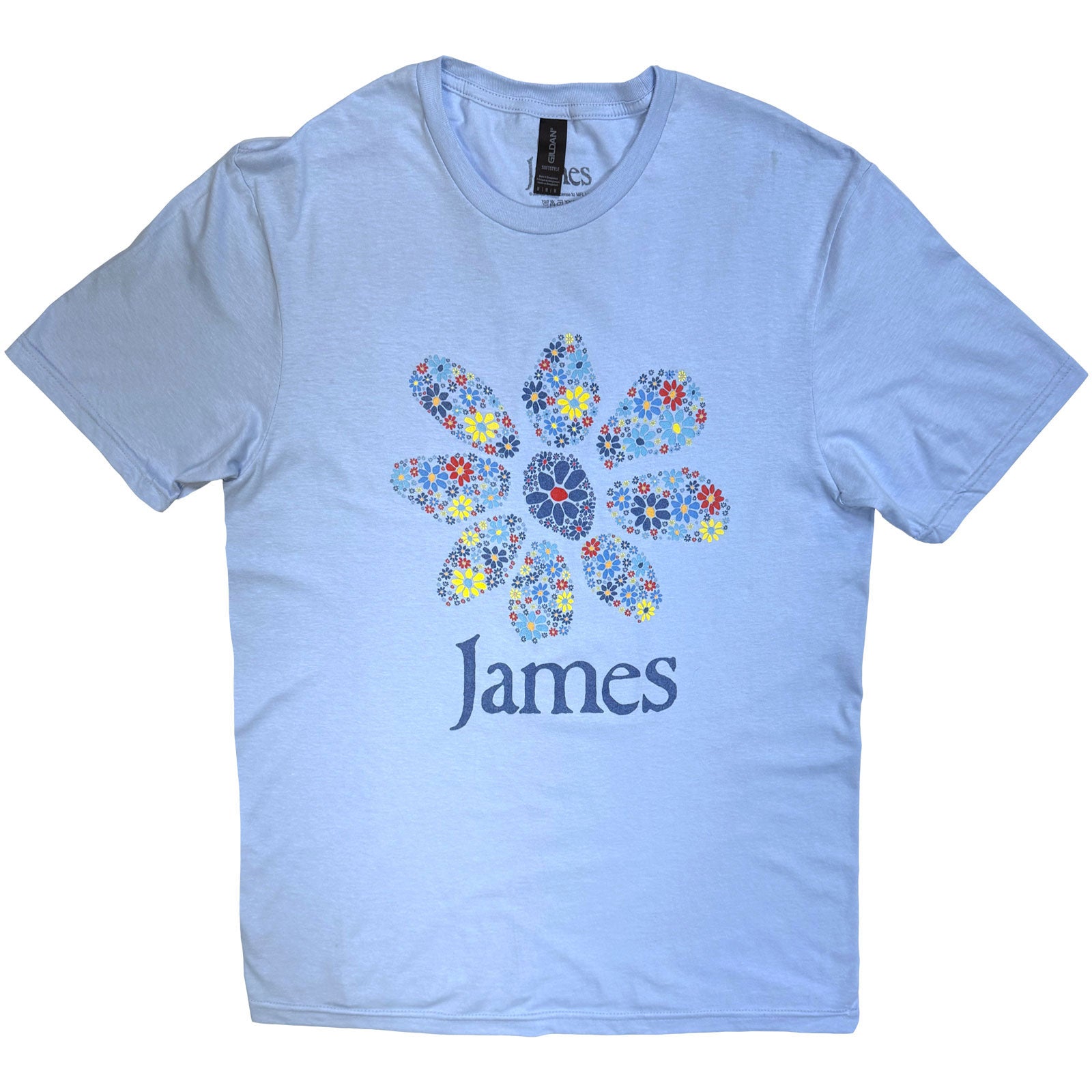James TShirt Multiple Daisy Logo Light Blue OFFICIAL NEW S