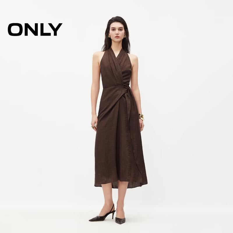 ONLY Women's V-Neck Linen-Look Belted Maxi Dress