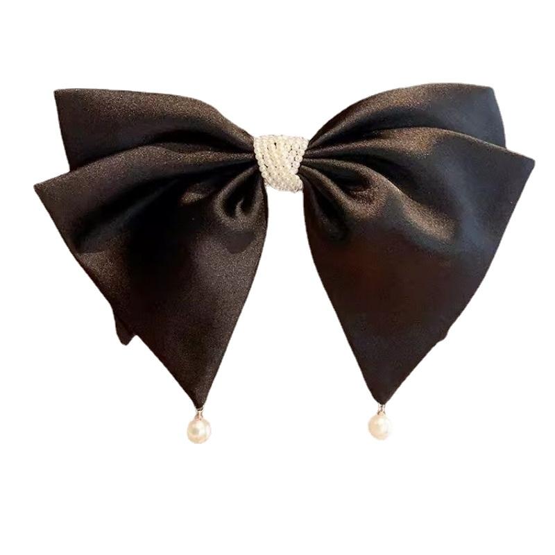 Korean Ribbon Bow Hair Clips for Women Fashion Solid Color Bowknot Hairpins Elegant Ponytail Clip Hair Accessories Headwear