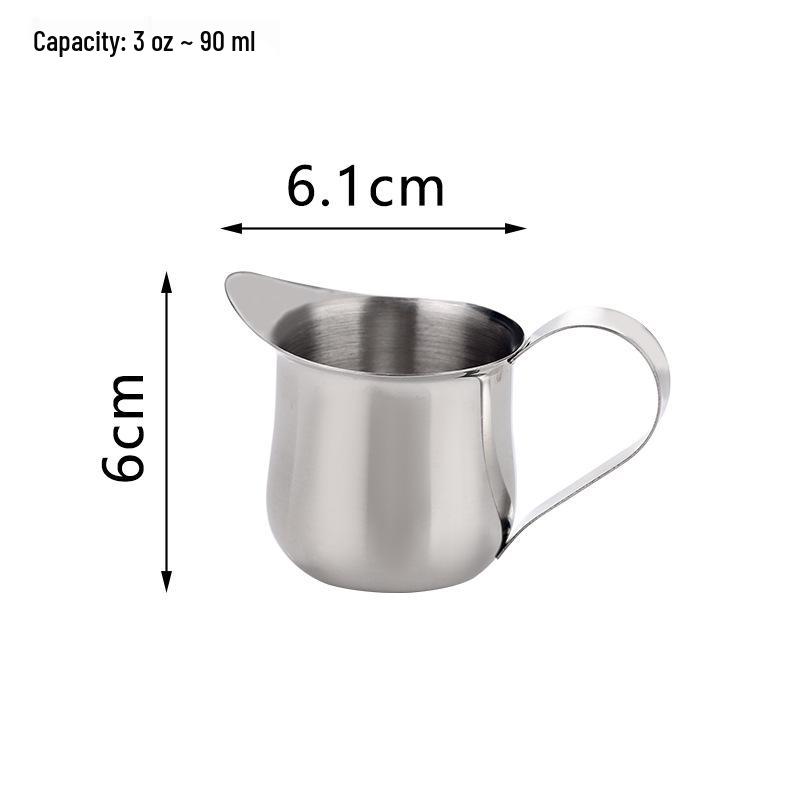 Set of 4 Stainless Steel 3 oz Milk Creamer Cups with Pointed Spout, 90ml Latte Art Cups for Coffee Mixing.
