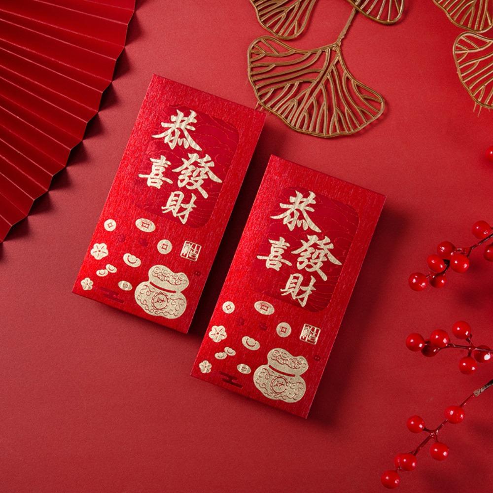 6pcs Traditional Red Pocket Hot Stamping Hongbao Festive Decor Horse Year Red Envelope  Birthday