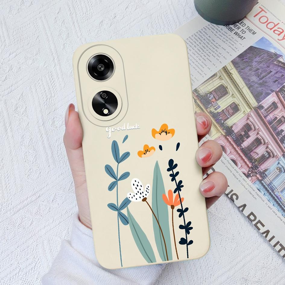 Modische Anmutige Blumen Handyhüllen Für Oppo A7 A35 A11 A1K A15 A55 A1 A52 Quadratisch Weich Flüssigsilikon Vollständige Abdeckung Stoßfestes Gehäuse Für Oppo Capa