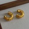 Medieval vintage earrings retro hammer pattern hollow relief gold and silver geometric niche light luxury earrings