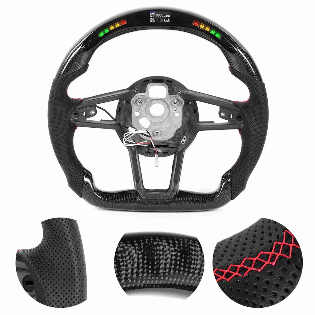 Koolstofvezel LED Schakelverlichting Display Stuurwiel Geschikt voor MK2 TTS TTRS MK3 2015+