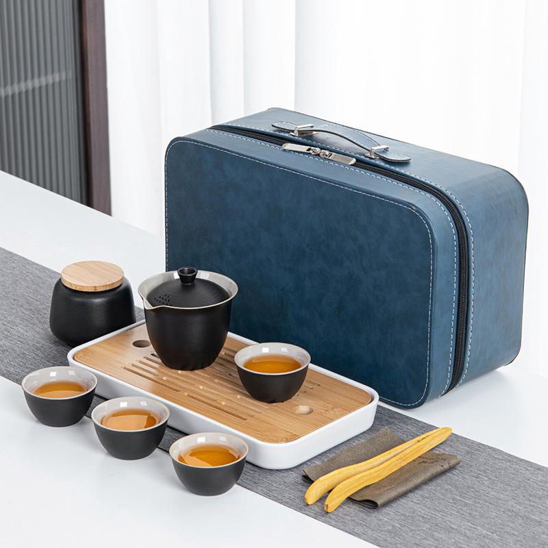 Travel Tea Set Quick Cup Portable Camping Outdoor Travel Brewing Tea Cup One Pot Three Cups Teapot