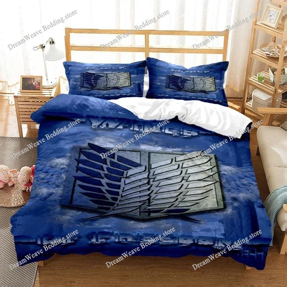 Attack On Titan Luxury Bedding Set Japan Anime Cartoon Duvet Cover Set Comforter Bedspread Twin Single Size Printed Home Textile