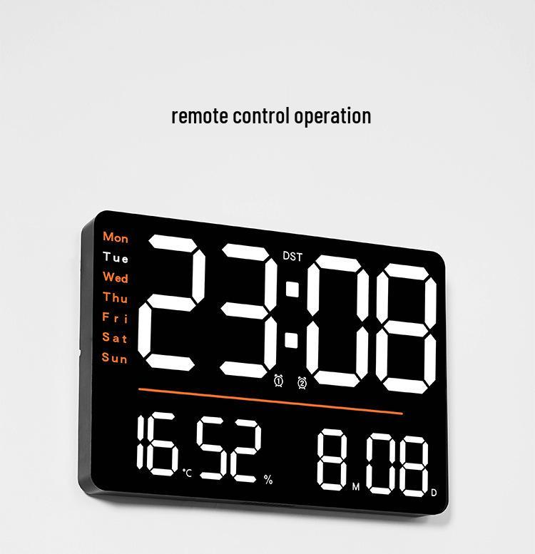 Multi-functional LED Wall Clock with Thermometer & Hygrometer - Large Display for Living Room