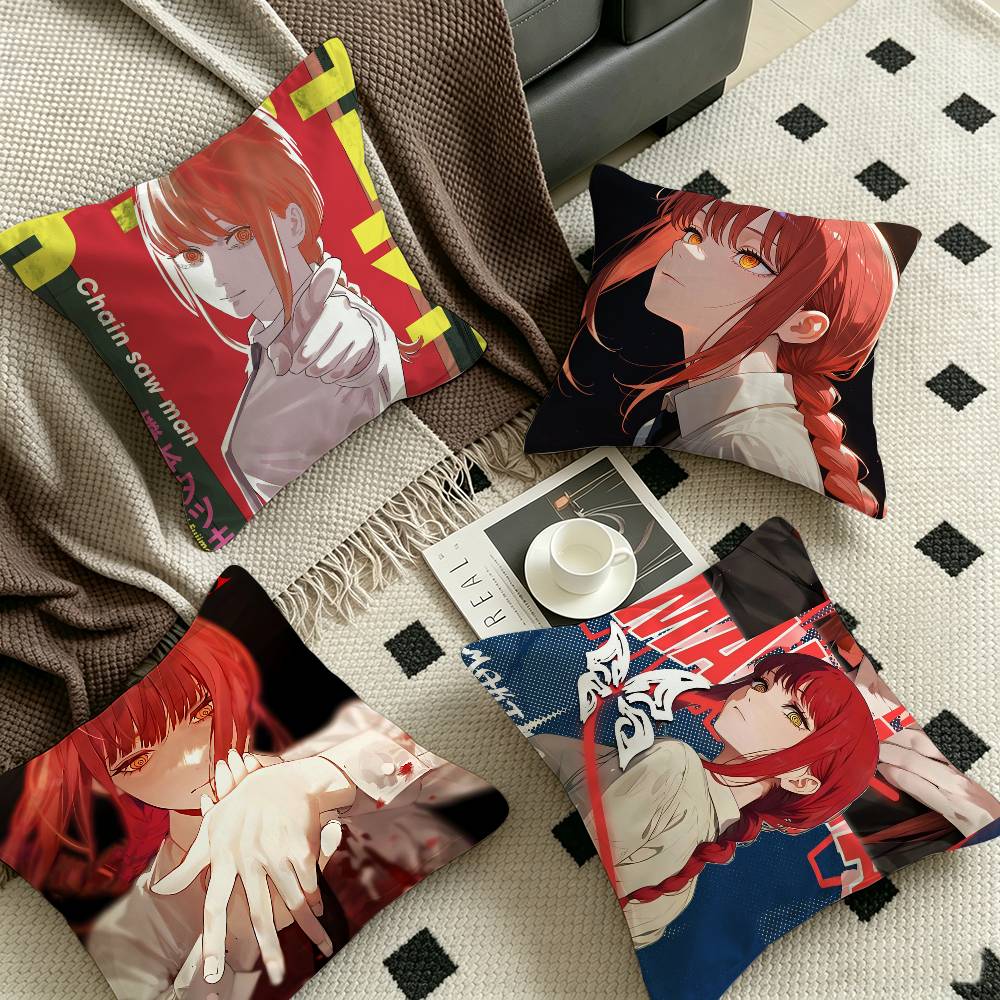 Anime M-Makima Chainsaw Man Cushion Cover Inches Farmhouse Decor Home Throw Pillow Covers for Couch Decorations