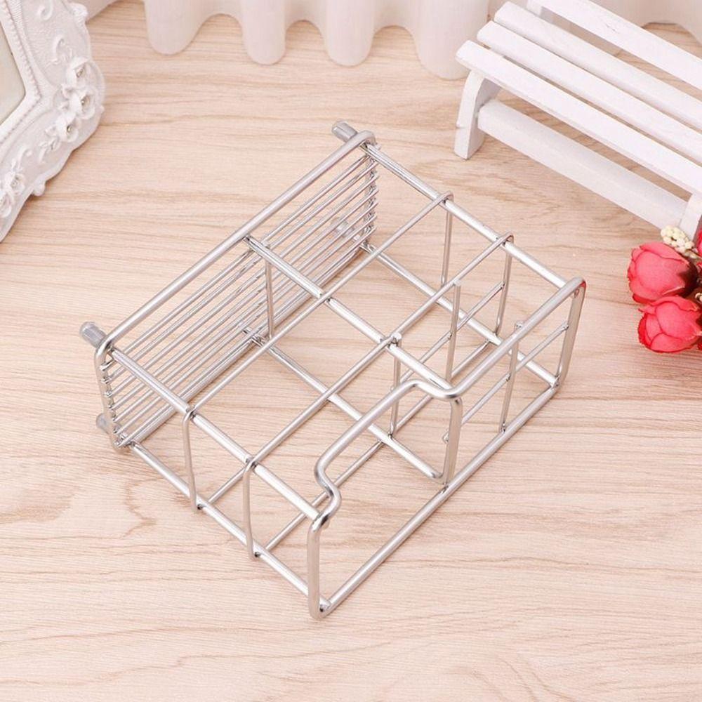 Stable Stainless Steel Toothbrush Holder Black/Silver Bathroom Countertop Storage Rack  Countertops