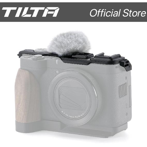 TILTA Vintage Klatka do Aparatu dla Canon PowerShot V1 Zestaw Bazowy - Czarny Osłona Przeciwwiatrowa Mikrofonu Płytka Górna Płytka Montażowa z Drewnianym