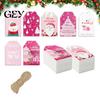 Blank Writing Gift Tags 60 Pcs Christmas Paper Tags, Pink Santa Snowman Hanging Labels Elk Pattern with Hemp Rope for Winter Holiday Party DIY Crafts,
