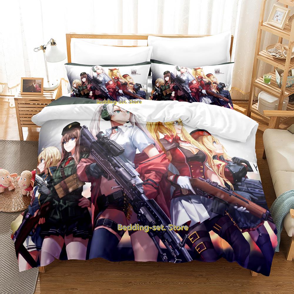 Game Girls Frontline Bedding Set Single Twin Full Queen King Size Bed Set Adult Kid Bedroom Duvetcover Sets Anime Kawaii 2023