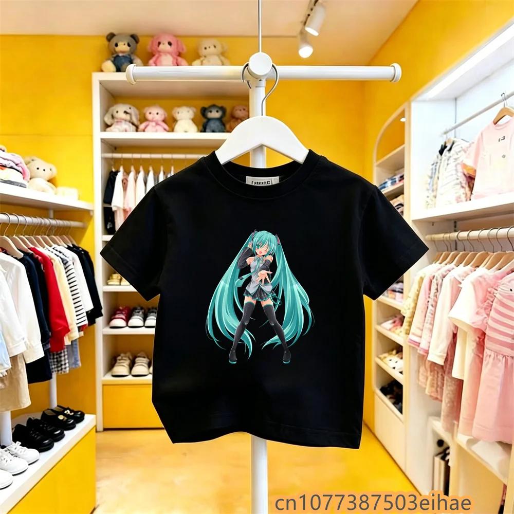 Future MIKU Line Hatsune Miku High Quality Pure Cotton Short Sleeve Printed Casual Fashion Clothes New For Boys Girls Outdoor
