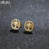 Vintage Tree of Life Stainless Steel Earrings for Women Fashion Norse Mythology Yggdrasil Jewelry World Peace Ear Studs Gift