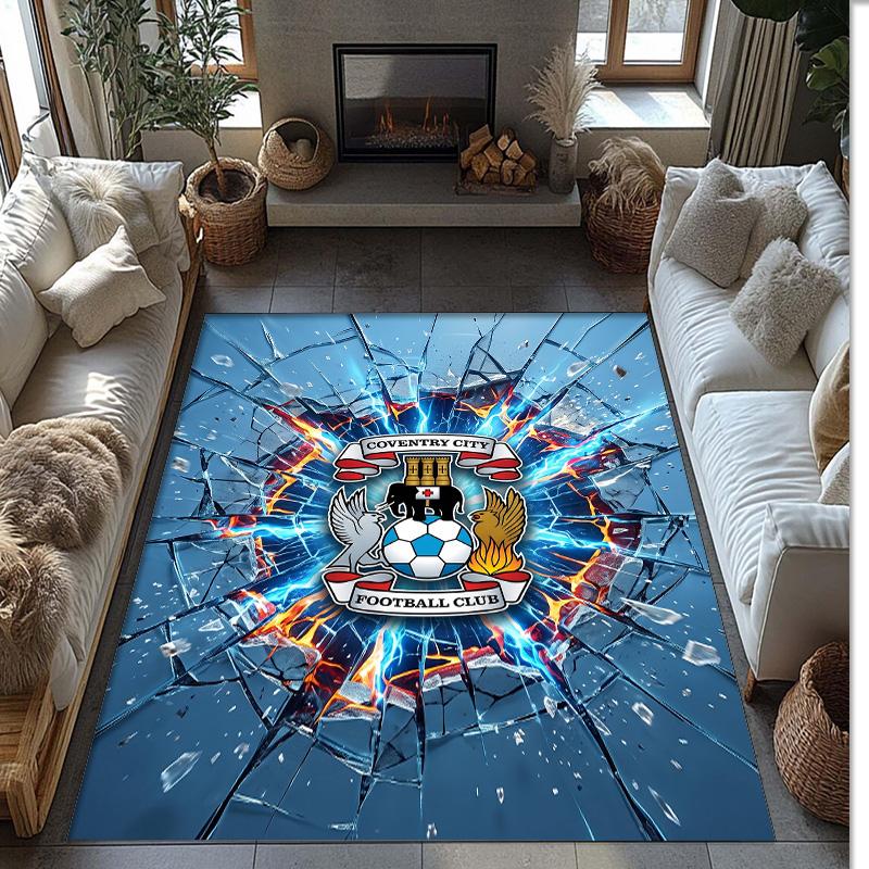 Tappeto in Velluto di Cristallo con Stampa del Coventry City Football, Comodo Assorbente d'Acqua Antiscivolo Tappeto per Pavimenti Interni