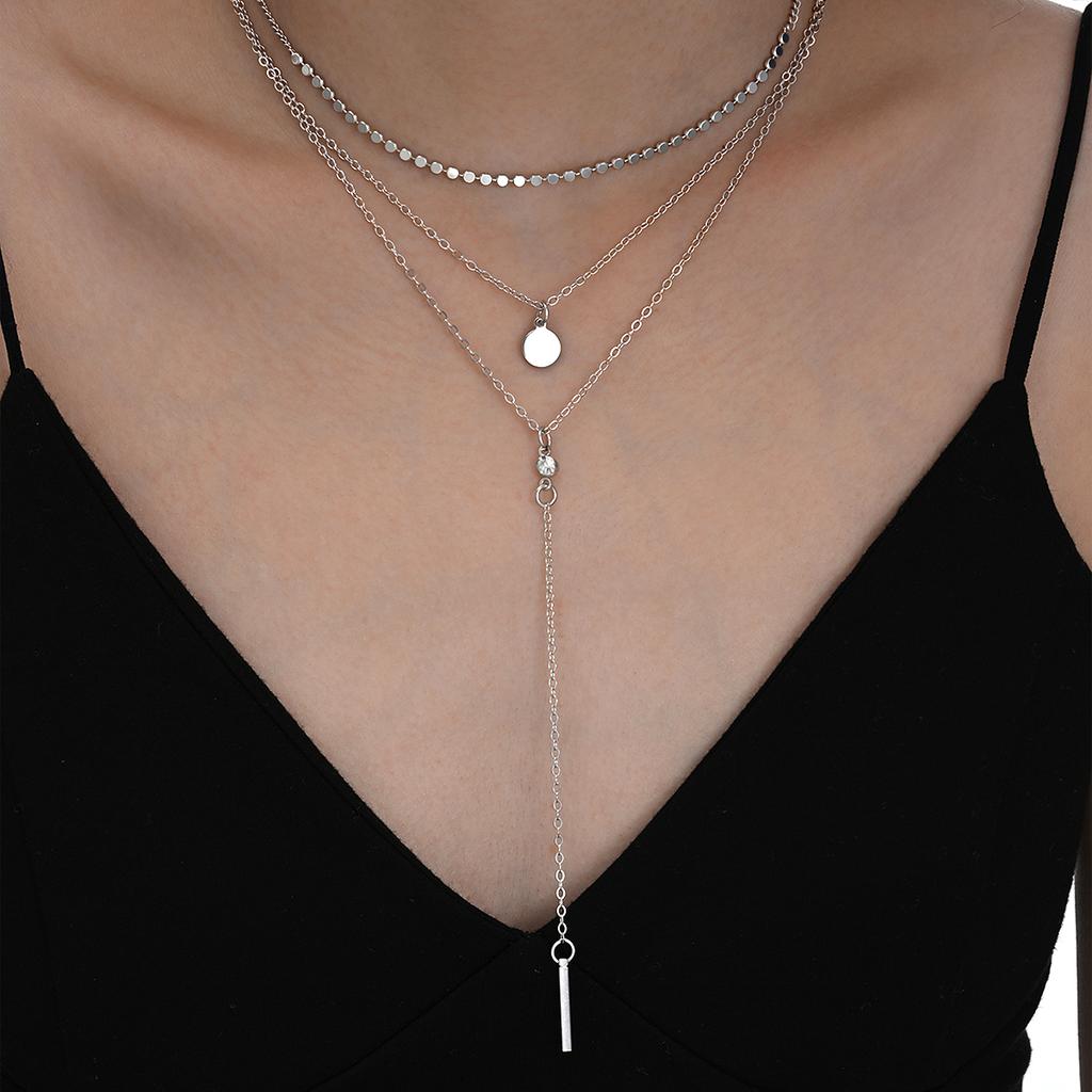 3er Set Runde Disco Münzkette Halsketten für Damen Einfache Zirkonia Mehrschichtige Anhänger Halsketten Set Trendiger Party Schmuck Geschenk 2026