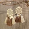 Bohemian Geometric Drop Women Earrings Ethnic Gypsy Wooden Beads Leaf Round Fringe Tassel Dangle Vintage Earrings Boho Jewelry