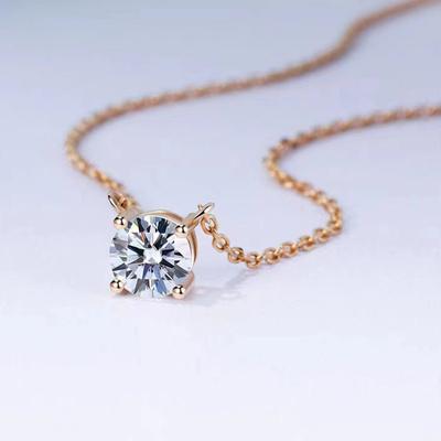 Sterling Silver 925 Korean Classic Four-Claw Solitaire Necklace Women's Simple Temperamental All-Match Pendant