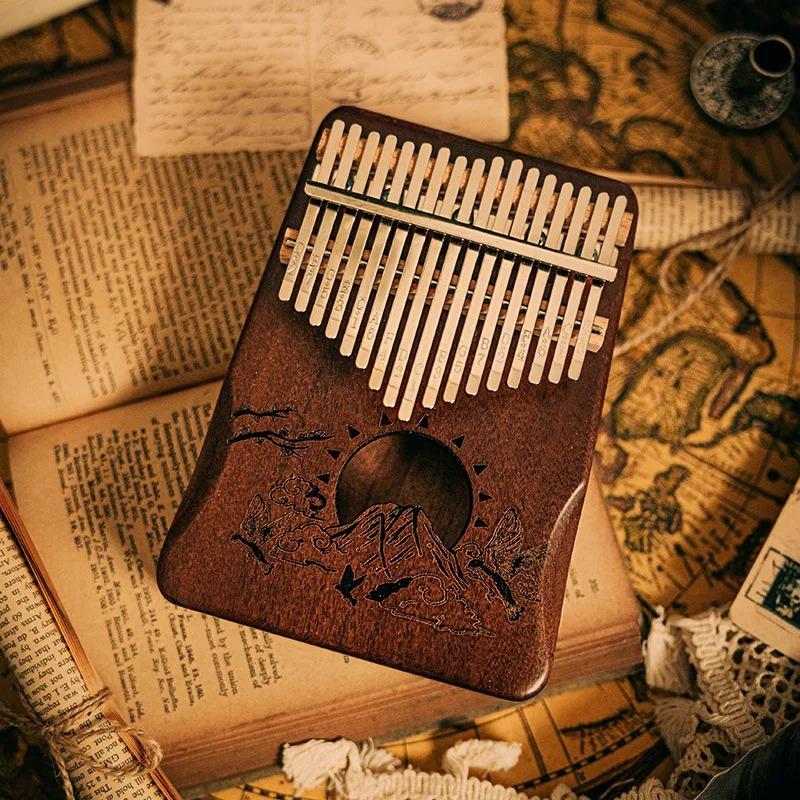 Wooden Kalimba 17 Keys Musical Keyboard for Initiants 21 Keys Kalimbas Sound Therapy Portable Professional Instruments Finger Piano Children's Gift