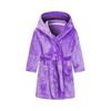 Girls Flannel Hooded Robe with Waist Tie Soft Fuzzy Bathrobe for Kids Warm Printed Bath Robe with Hood And Pockets