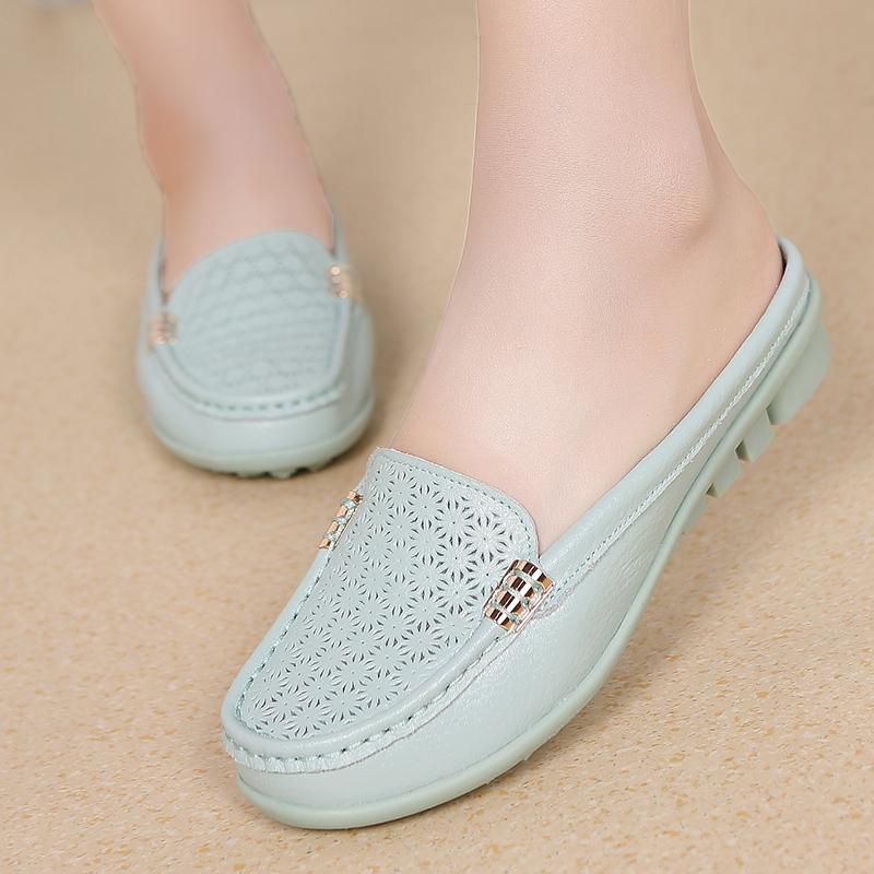 Женская кожаная дышащая обувь на плоской подошве — фото 4