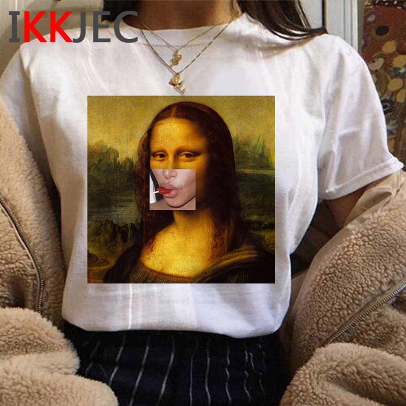 Vintage Aesthetic Mona Lisa Tshirt For Unisex Funny Cartoon Design Harajuku Graphic Fashion Ladies Streetwear Top