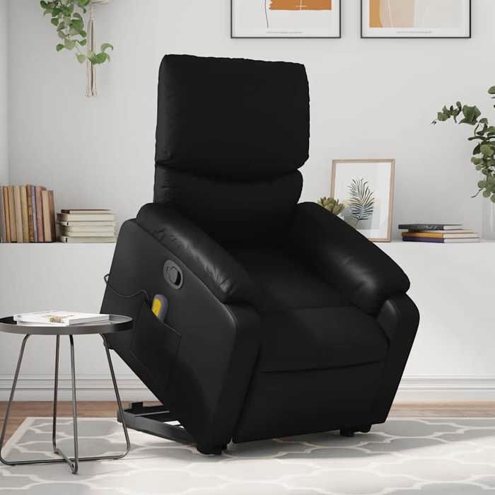 VidaXL Fauteuil inclinable de massage Noir Similicuir 3204893