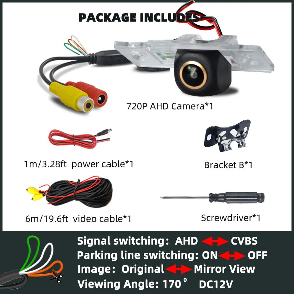 

Backup Camera Rear View Reverse 170° AHD1080P/720P Cam Parking Safety for VW Touareg for Skoda for Porsche