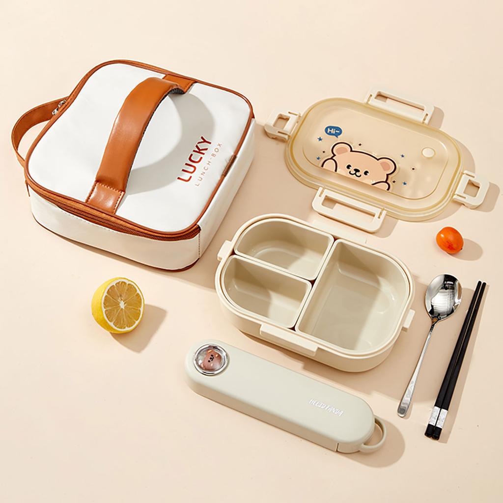 Detachable 3 Compartments Plastic Lunch Box For Kids School Picnic Portable Leak-proof Cartoon Fruit Bento Box Microwave Safe