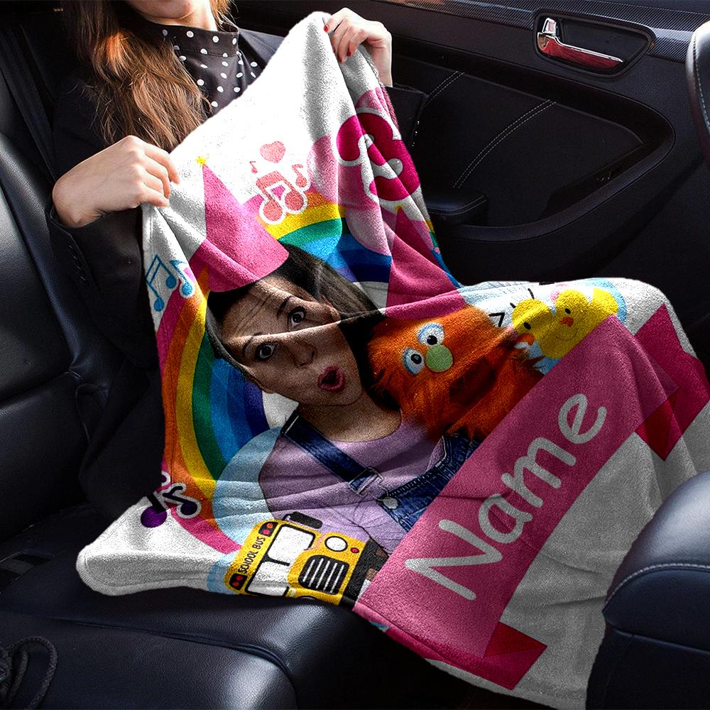 Custom Name Ms. Rachel Theme Printed Blanket - Perfect for Couch, Bed, Travel & Outdoor Use | Machine Washable, Cozy & Durable.