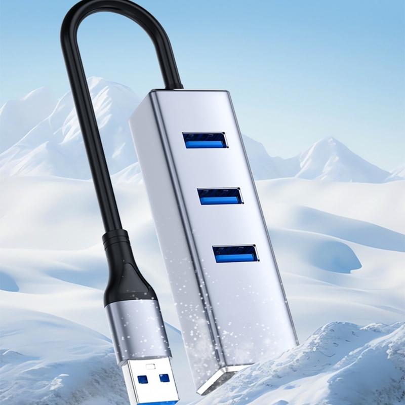 Aluminum Alloy USB C to RJ45 Networking Adapter With USB A Port And 3 USB Hubs Fast Speed 1000Mbps Ethernet Connection