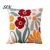 Floral Pattern Throw Pillow Shams Farmhouse Cushion Cover, 3D Flower Embroidery Decorative Light Luxury Bed Covers Case for Living Room Couch
