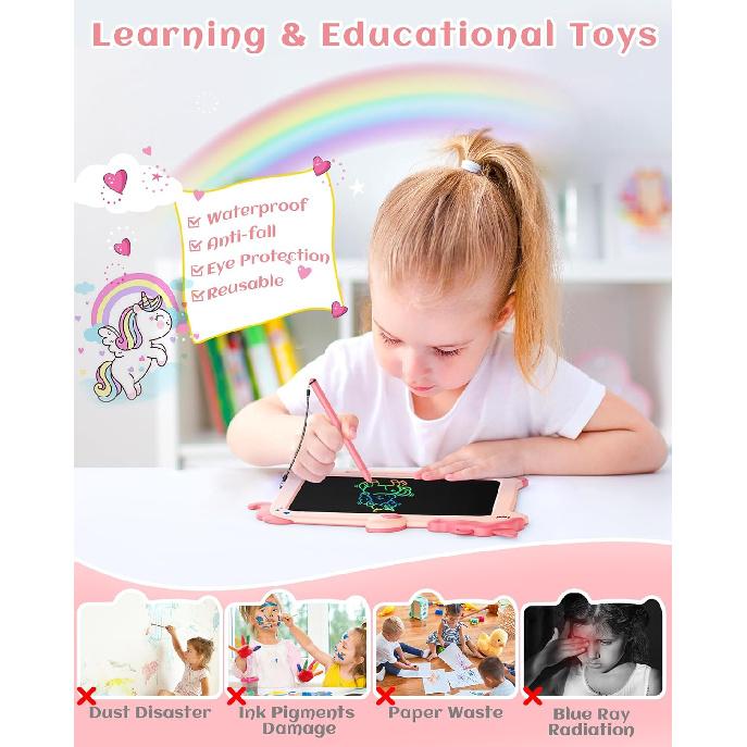 KOKODI LCD Writing Tablet, Unicorn Toys for Girls 3 4 5 6 7 8 Years Old, Colorful Toddler Doodle Board Drawing Tablet, Educational and Learning Toys,