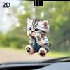 2D Cute Cat Rearview Mirror Decoration Pendant Backpack Keychain Decoration Pendant Realistic Animal Cat Hanging Ornament